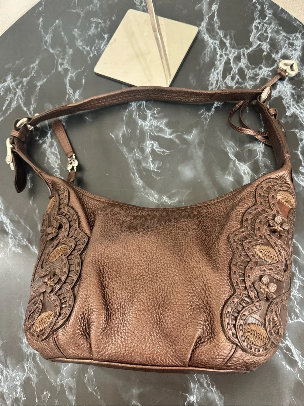 BRIGHTON HANDBAG MASTERPIECE BROWN NIKKI LEATHER SHOULDER BAG AUTHENTIC
